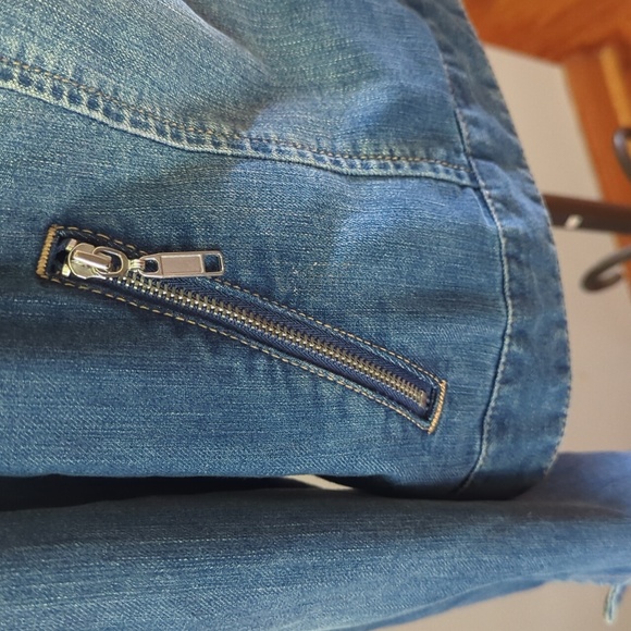 Chico's Platinum Denim Zip Up Washed Jacket Size Large - Picture 4 of 7